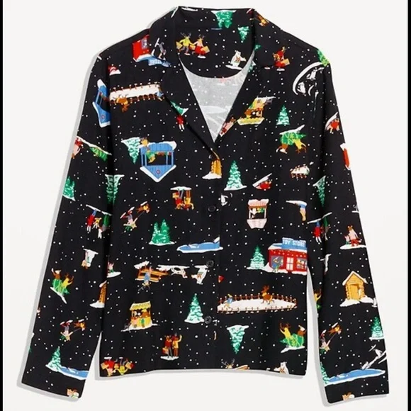 🐆Holiday Black pj set Small top with Medium bottoms! - Picture 3 of 5